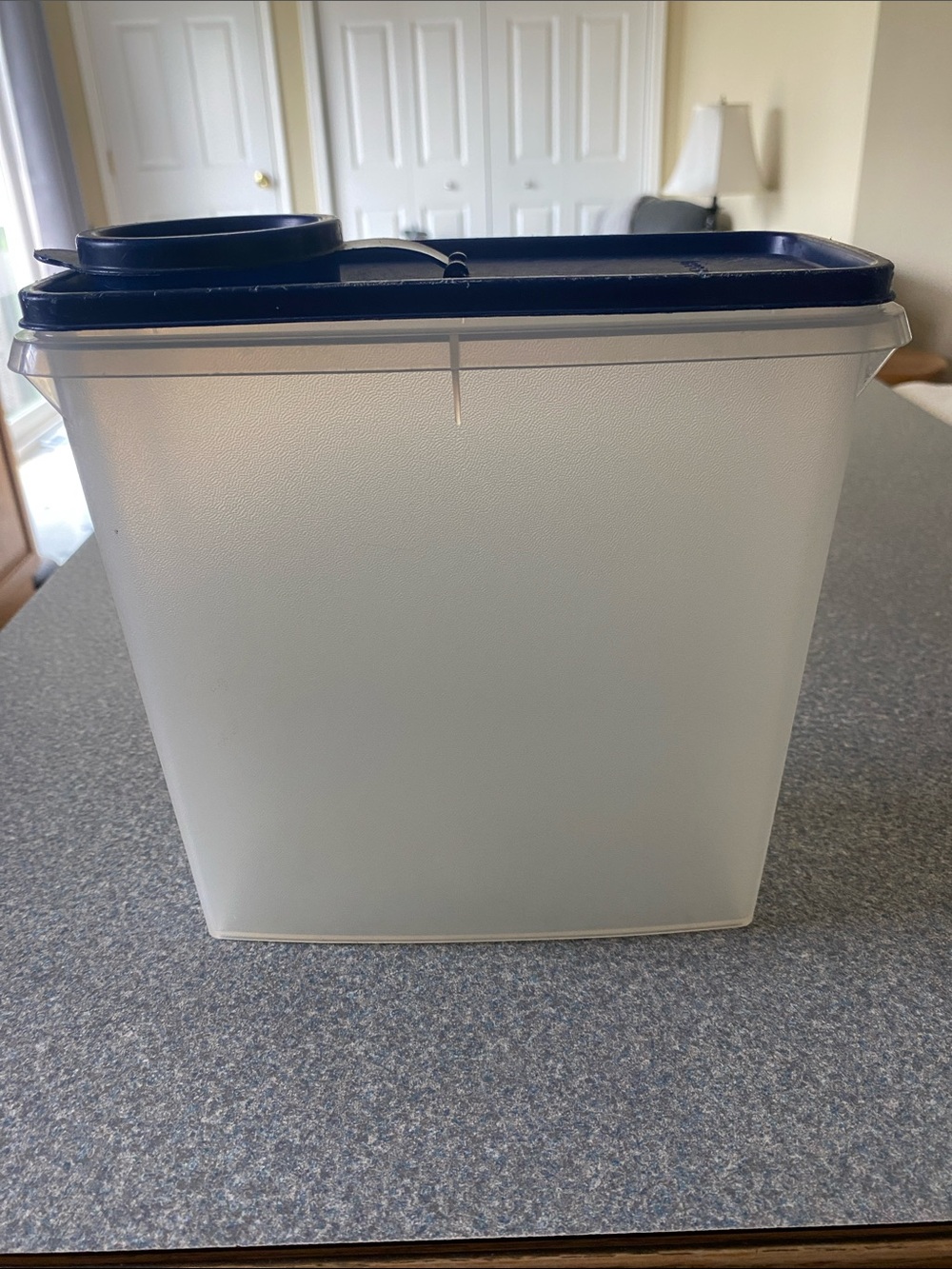 Tupperware White Translucent Container with Blue Lid